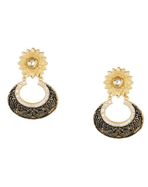 Lootkabazaar Antique Gold Plated Kundan Chandbali Earring For Women (JEGCB81804)